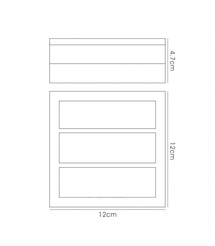 Square LED Flush Ceiling Light, Wall Lamp 2.4W IP44 Exterior Louvre Design Stainless Steel, Opal