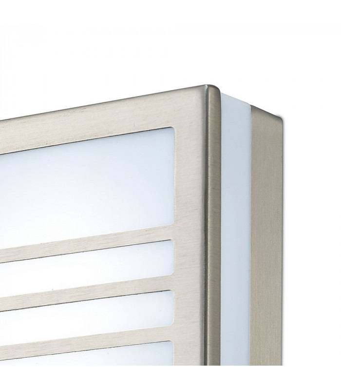 Square LED Flush Ceiling Light, Wall Lamp 2.4W IP44 Exterior Louvre Design Stainless Steel, Opal