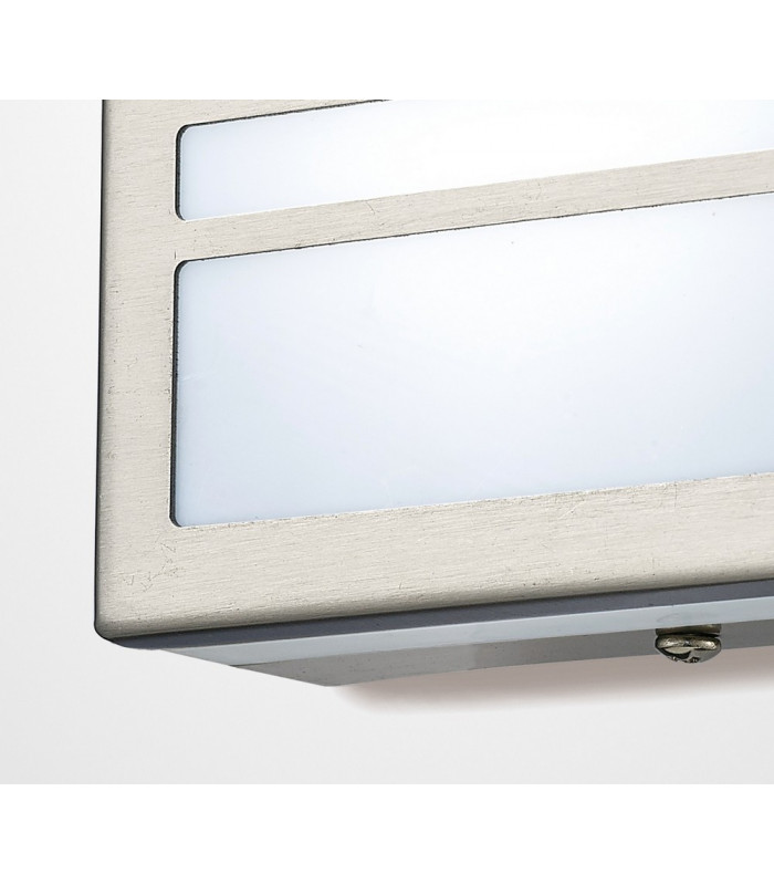 Square LED Flush Ceiling Light, Wall Lamp 2.4W IP44 Exterior Louvre Design Stainless Steel, Opal