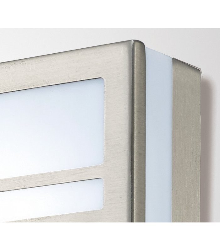Square LED Flush Ceiling Light, Wall Lamp 2.4W IP44 Exterior Louvre Design Stainless Steel, Opal