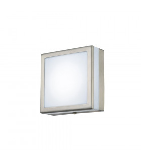 Square LED Flush Ceiling Light, Wall Lamp 2.4W IP44 Exterior Plain Design Stainless Steel, Opal