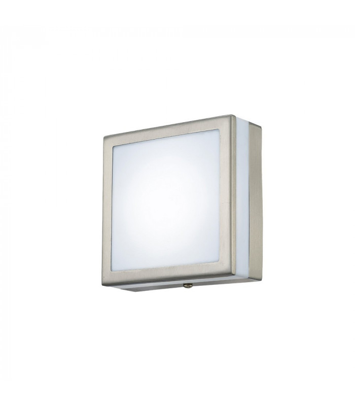 Square LED Flush Ceiling Light, Wall Lamp 2.4W IP44 Exterior Plain Design Stainless Steel, Opal