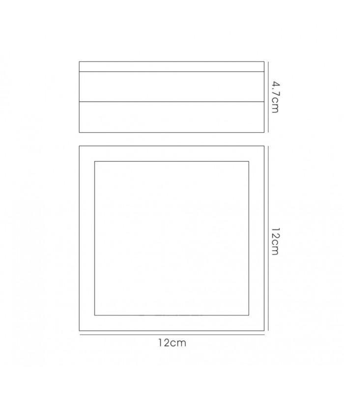 Square LED Flush Ceiling Light, Wall Lamp 2.4W IP44 Exterior Plain Design Stainless Steel, Opal