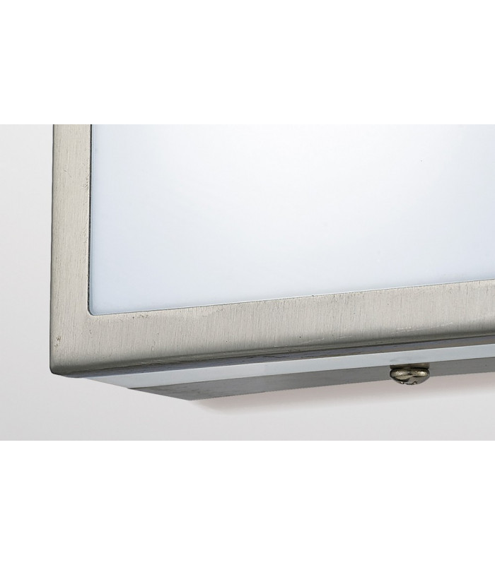 Square LED Flush Ceiling Light, Wall Lamp 2.4W IP44 Exterior Plain Design Stainless Steel, Opal