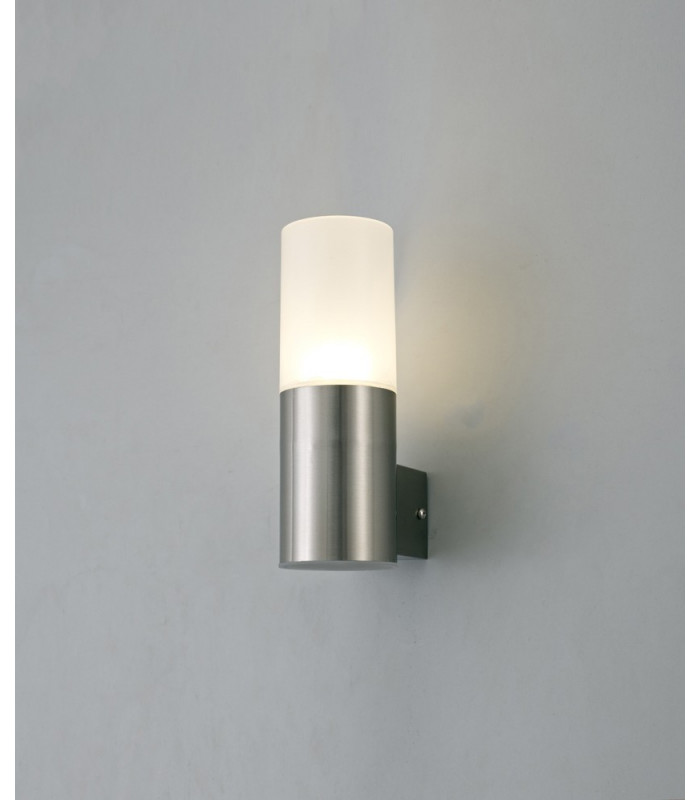 Upward Lighting Cylinder Wall Lamp, 10W LED IP44, 4000K, Stainless Steel , Frosted Polycarbonate Diffuser