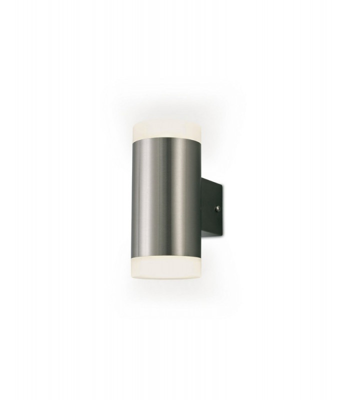 Up & Downward Lighting Cylinder Wall Lamp, 2x4W LED IP44, 4000K, Stainless Steel , Frosted Polycarbonate Diffuser
