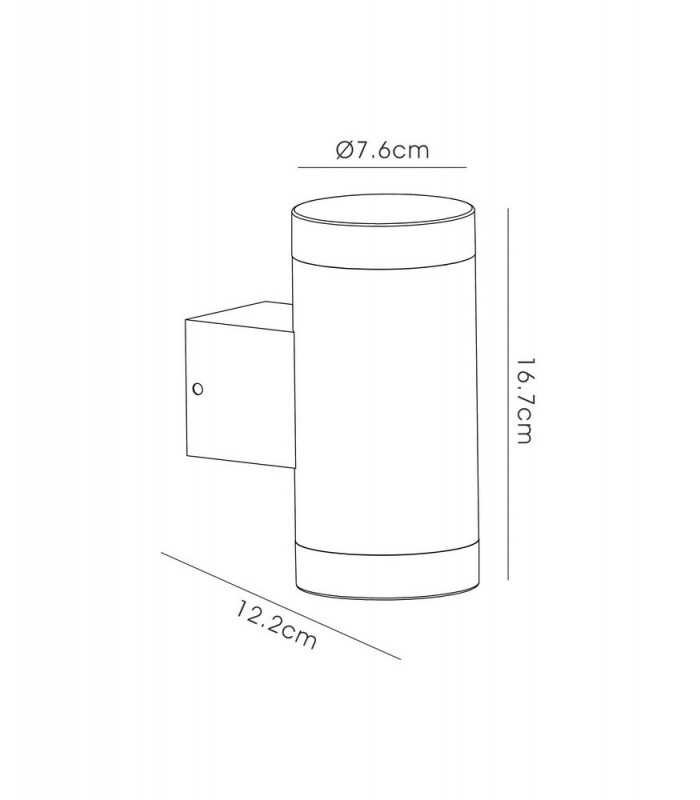Up & Downward Lighting Cylinder Wall Lamp, 2x4W LED IP44, 4000K, Stainless Steel , Frosted Polycarbonate Diffuser