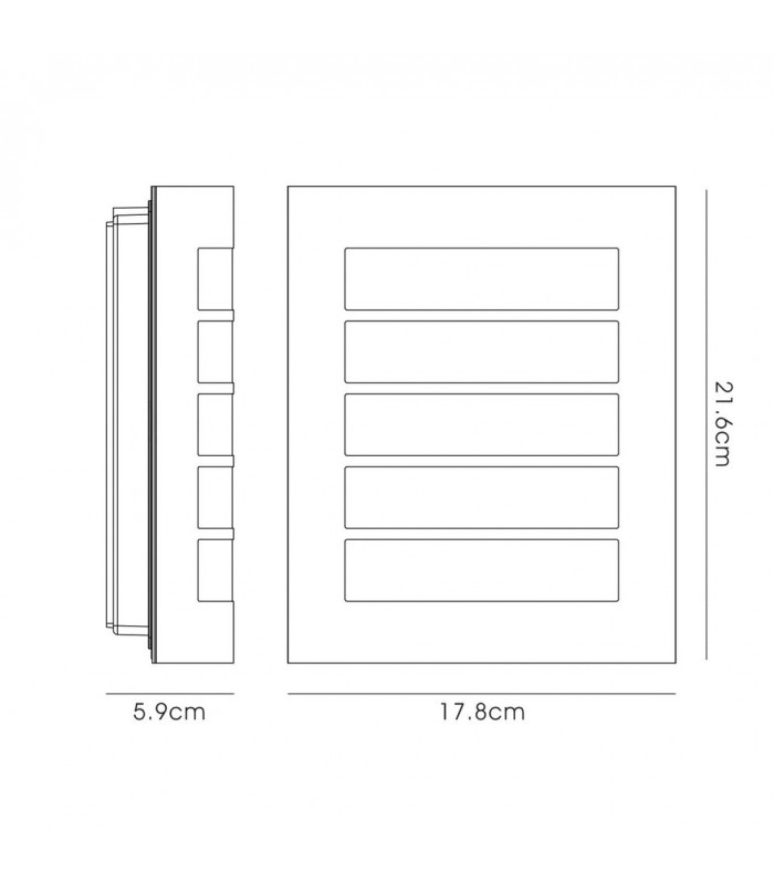 Flush Wall Lamp 216mm x 178mm with Rectangular Slot Cover, 14W LED IP44, 4000K, Stainless Steel , Frosted Polycarbonate Diffuser