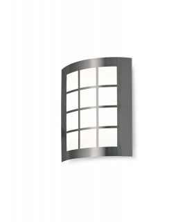 Flush Wall Lamp 216mm x 178mm with Square Grid Cover, 14W LED IP44, 4000K, Stainless Steel , Frosted Polycarbonate Diffuser