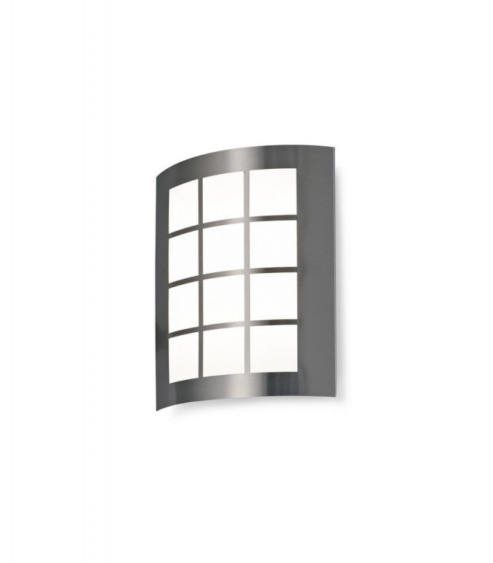 Flush Wall Lamp 216mm x 178mm with Square Grid Cover, 14W LED IP44, 4000K, Stainless Steel , Frosted Polycarbonate Diffuser