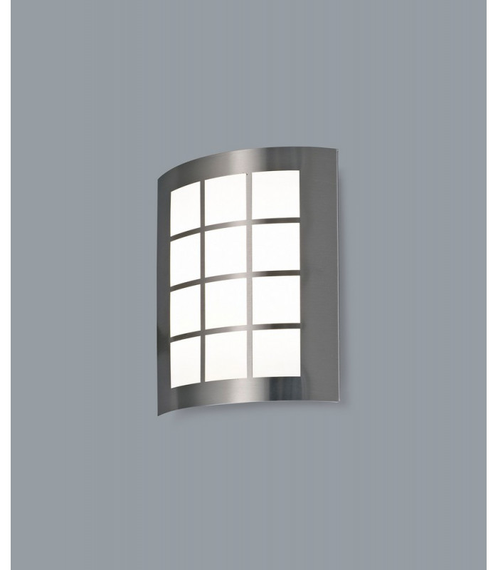 Flush Wall Lamp 216mm x 178mm with Square Grid Cover, 14W LED IP44, 4000K, Stainless Steel , Frosted Polycarbonate Diffuser