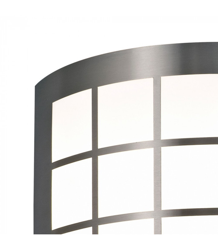 Flush Wall Lamp 216mm x 178mm with Square Grid Cover, 14W LED IP44, 4000K, Stainless Steel , Frosted Polycarbonate Diffuser
