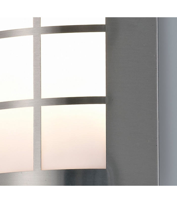 Flush Wall Lamp 216mm x 178mm with Square Grid Cover, 14W LED IP44, 4000K, Stainless Steel , Frosted Polycarbonate Diffuser
