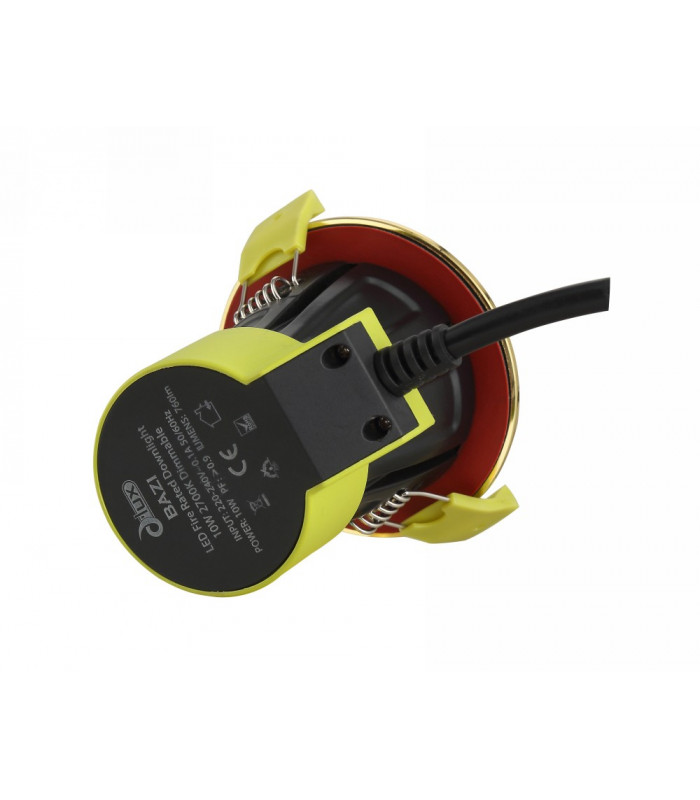 Dimmable LED Recessed Downlight, Polished Brass, 38 deg. Beam Angle, 760lm, 2700K, IP65, DRIVER INCLUDED