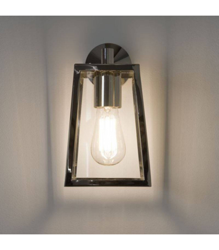 1 Light Outdoor Wall Lantern Polished Nickel, E27