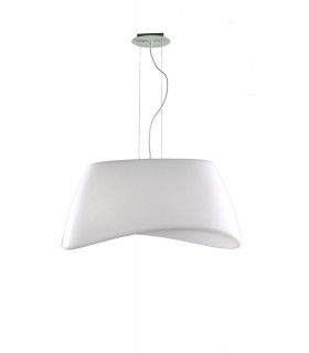 Ceiling Pendant 2 Light E27 Oval Outdoor IP44, Matt White, Opal White