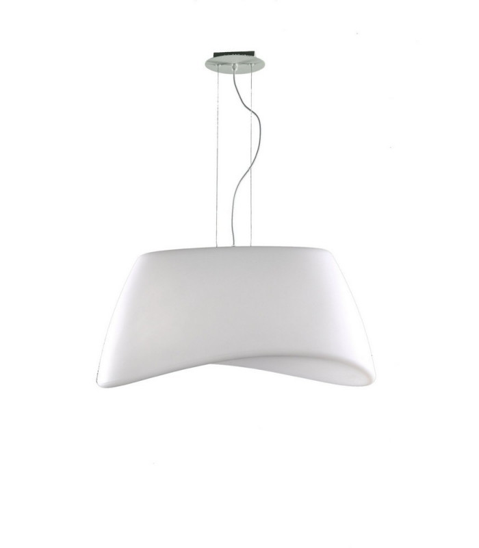 Ceiling Pendant 2 Light E27 Oval Outdoor IP44, Matt White, Opal White