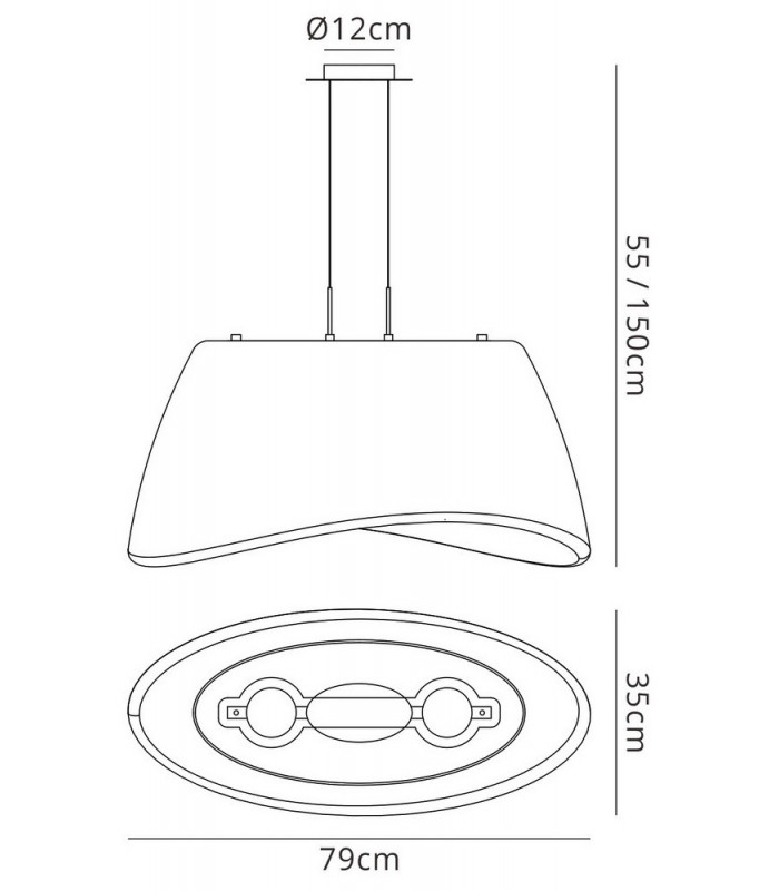 Ceiling Pendant 2 Light E27 Oval Outdoor IP44, Matt White, Opal White