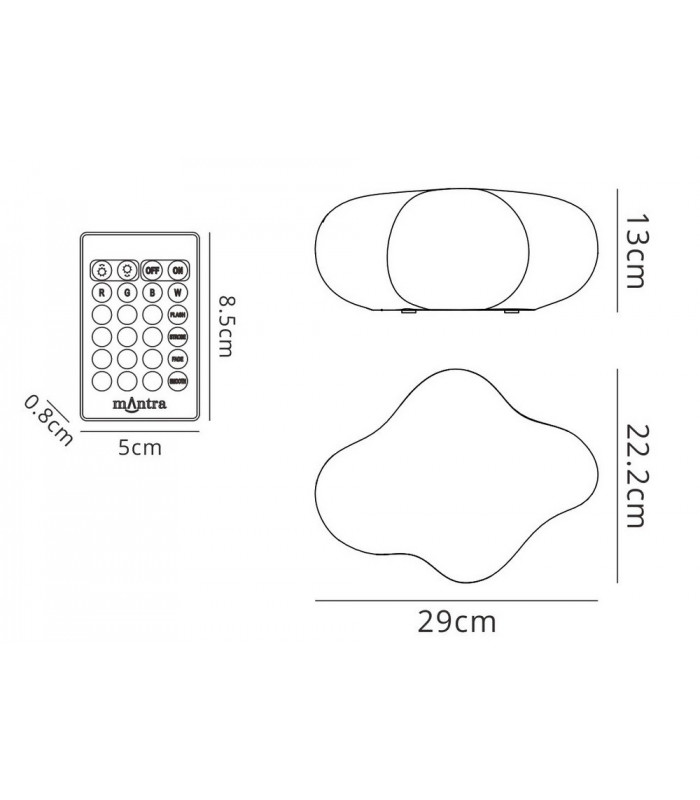 Table Lamp 2W LED RGB with Remote Control IP44, 90lm, Opal White