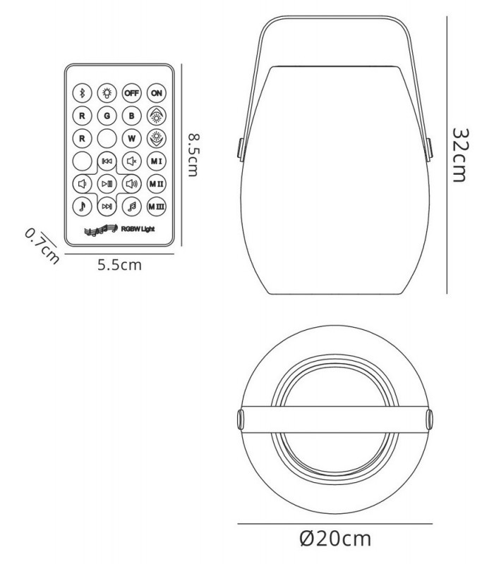 IP44 Portable 3W Speaker, 120lm, 3W LED RGBW Lamp Bluetooth Connection, Remote Control