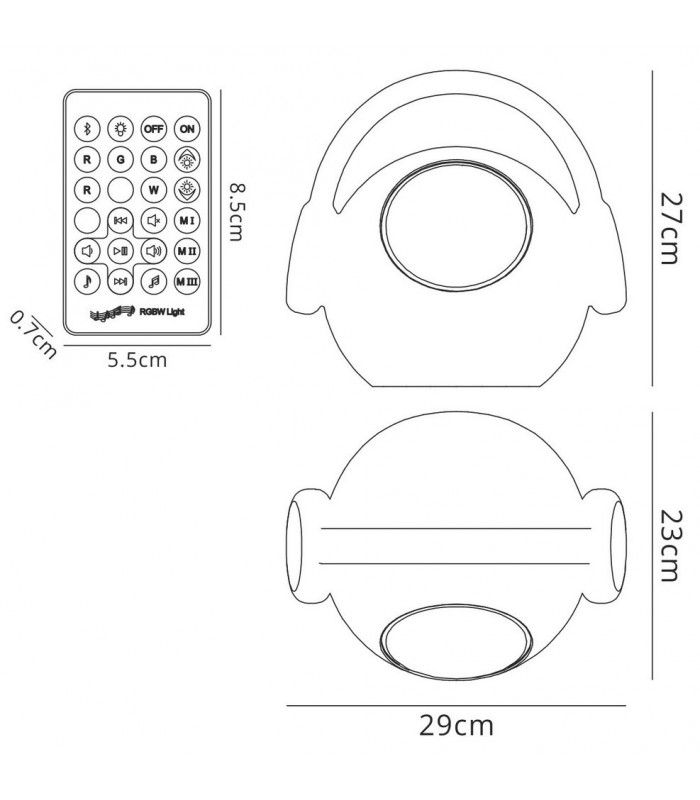 IP44 Portable 3W Speake, 120lm, 3W LED RGBW Lamp Bluetooth Connection, Remote Control