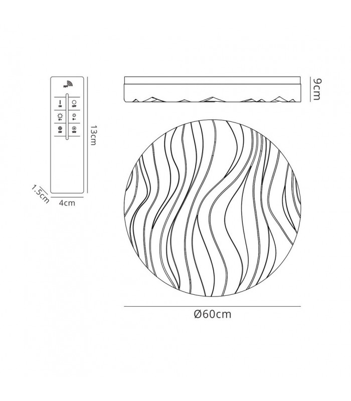 Flush Ceiling Light Large Round 60W LED IP44 , Tuneable 3000K-6500K, 4500lm, Dimmable via RF Remote Ctrl Matt White