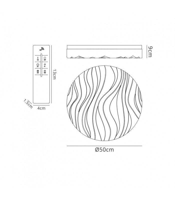 Flush Ceiling Light Medium Round 40W LED IP44, Tuneable 3000K-6500K, 3200lm, Dimmable via RF Remote Ctrl Matt White