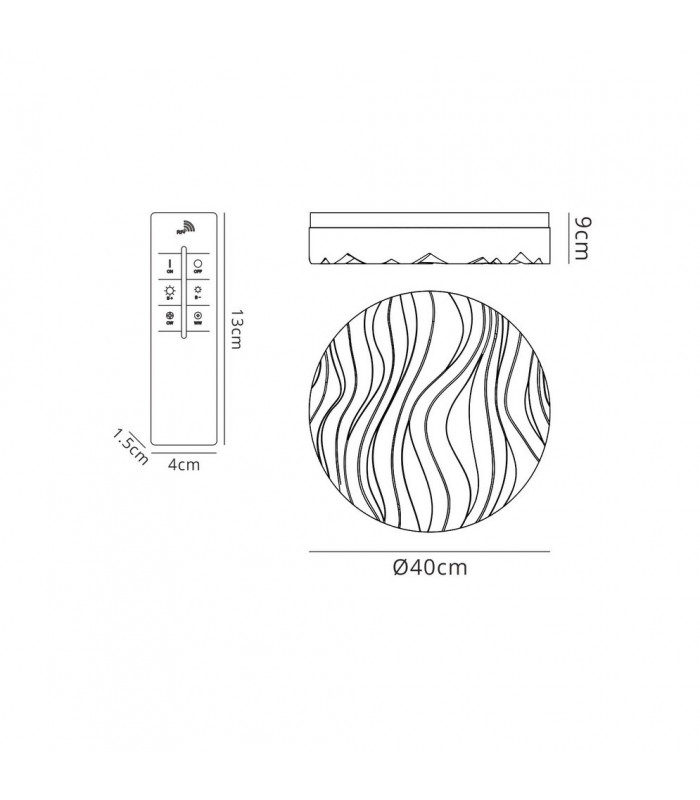 Flush Ceiling Light Small Round 24W LED IP44, Tuneable 3000K-6500K, 2160lm, Dimmable via RF Remote Ctrl Matt White