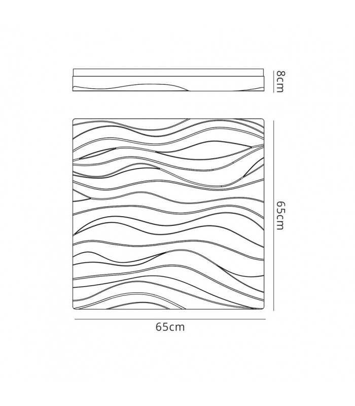 Flush Ceiling Light Large Square 45W LED IP44 3000K, 4050lm, Matt White, White Acrylic
