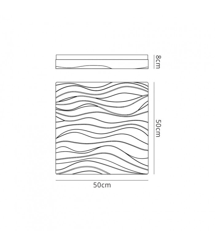 Flush Ceiling Light Medium Square 36W LED IP44 3000K, 3240lm, Matt White, White Acrylic