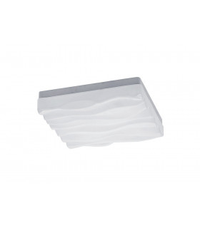 Flush Ceiling Light Small Square 24W LED IP44 3000K, 2160lm, Matt White, White Acrylic