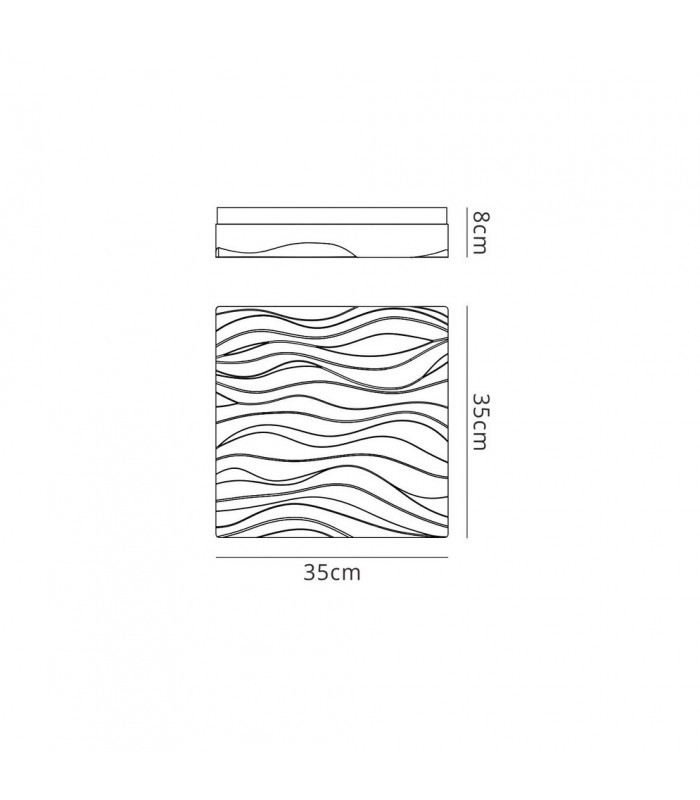 Flush Ceiling Light Small Square 24W LED IP44 3000K, 2160lm, Matt White, White Acrylic