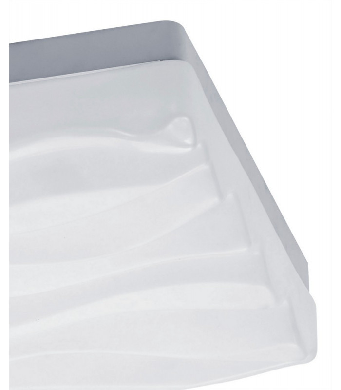 Flush Ceiling Light Small Square 24W LED IP44 3000K, 2160lm, Matt White, White Acrylic