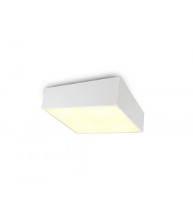 Flush Ceiling Light 60cm Square, 8 x E27 (Max 20W), White, IP44