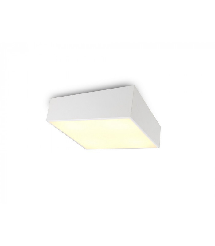 Flush Ceiling Light 60cm Square, 8 x E27 (Max 20W), White, IP44