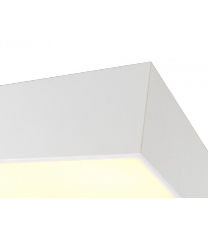 Flush Ceiling Light 60cm Square, 8 x E27 (Max 20W), White, IP44