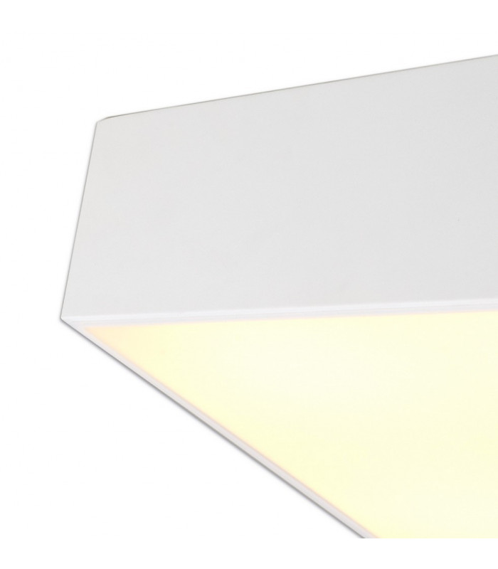 Flush Ceiling Light 60cm Square, 8 x E27 (Max 20W), White, IP44