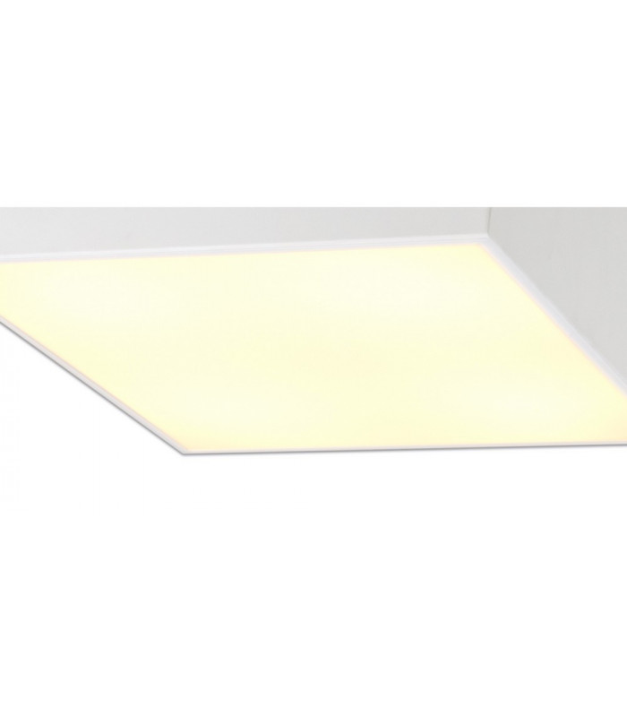 Flush Ceiling Light 60cm Square, 8 x E27 (Max 20W), White, IP44