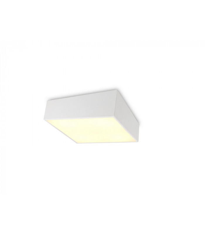 Flush Ceiling Light 45cm Square, 5 x E27 (Max 20W), White, IP44