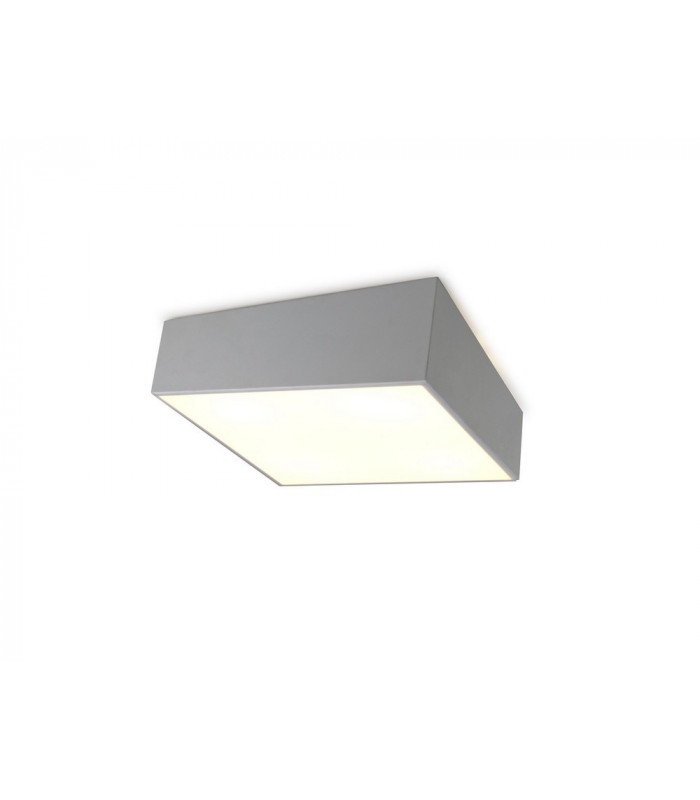 Flush Ceiling Light 45cm Square, 5 x E27 (Max 20W), Silver, IP44