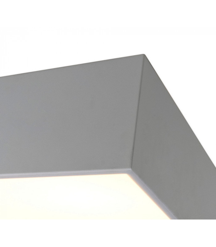 Flush Ceiling Light 45cm Square, 5 x E27 (Max 20W), Silver, IP44