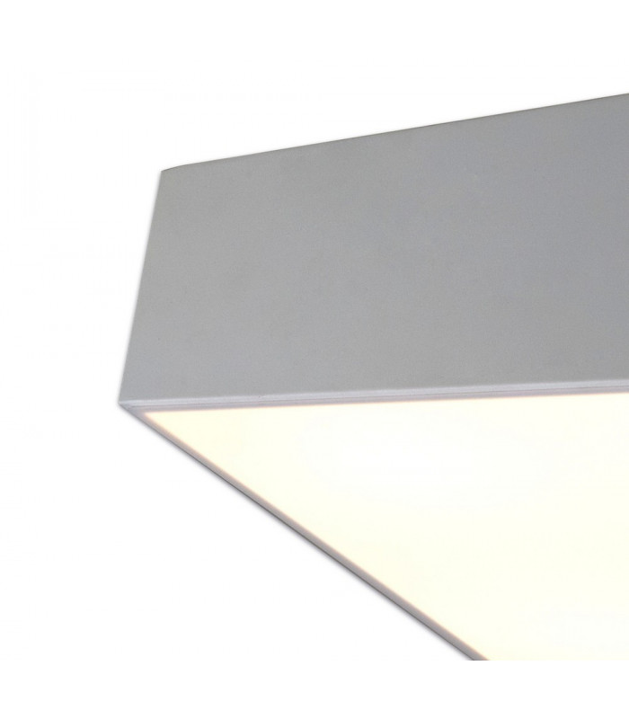 Flush Ceiling Light 45cm Square, 5 x E27 (Max 20W), Silver, IP44