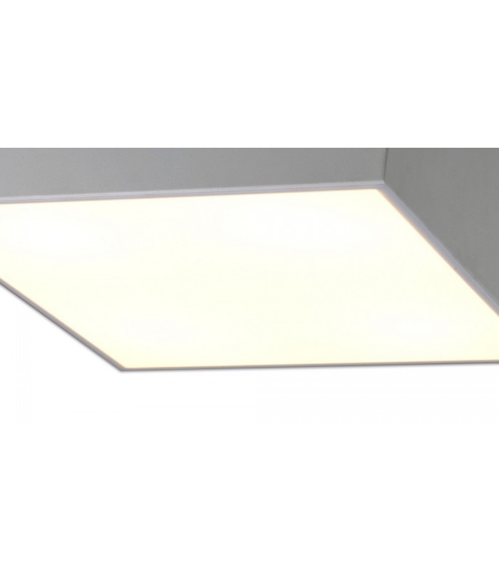 Flush Ceiling Light 45cm Square, 5 x E27 (Max 20W), Silver, IP44