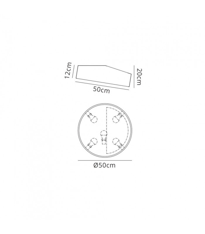 Flush Ceiling Light 50cm Round, 5 x E27 (Max 20W), Silver, IP44