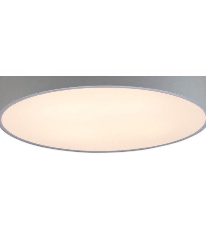 Flush Ceiling Light 50cm Round, 5 x E27 (Max 20W), Silver, IP44