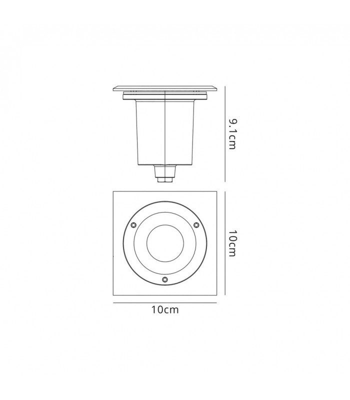 Square Inground Light, Stainless Steel 316L, GU10, IP67