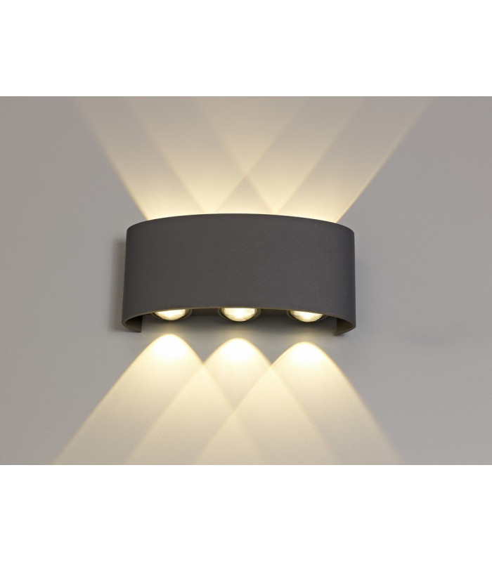 LED Up & Downward Lighting Wall Light, 6W, 3000K, Anthracite, 500lm, IP54