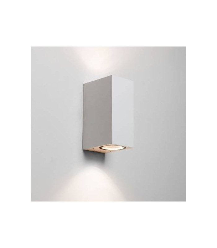 LED 2 Light Outdoor Large Up Down Wall Light Textured White IP44, GU10