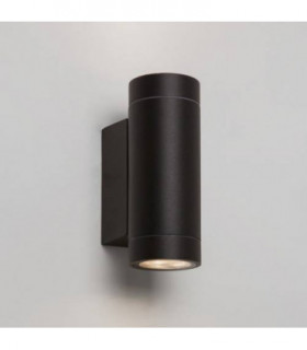 LED 1 Light Outdoor Up Down Twin Wall Light Textured Black IP54