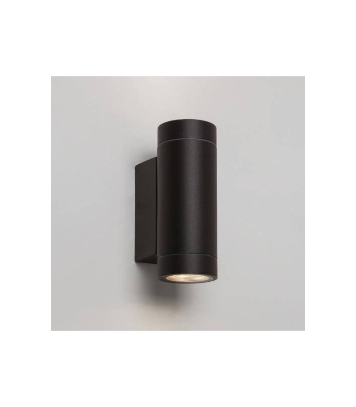 LED 1 Light Outdoor Up Down Twin Wall Light Textured Black IP54